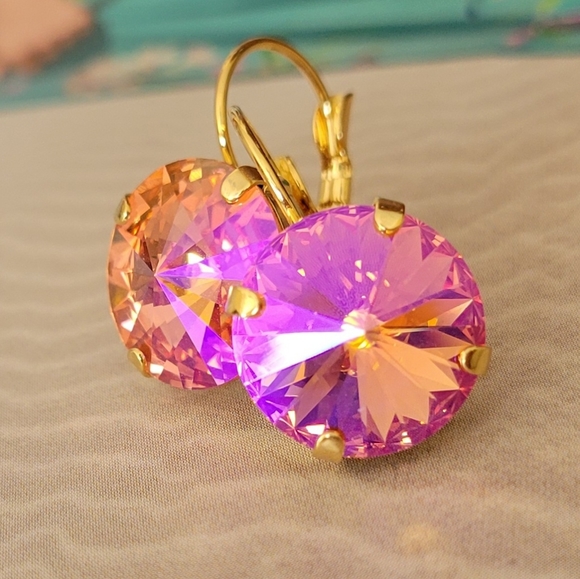 Austrian Crystal Earrings in Gold - Picture 5 of 14